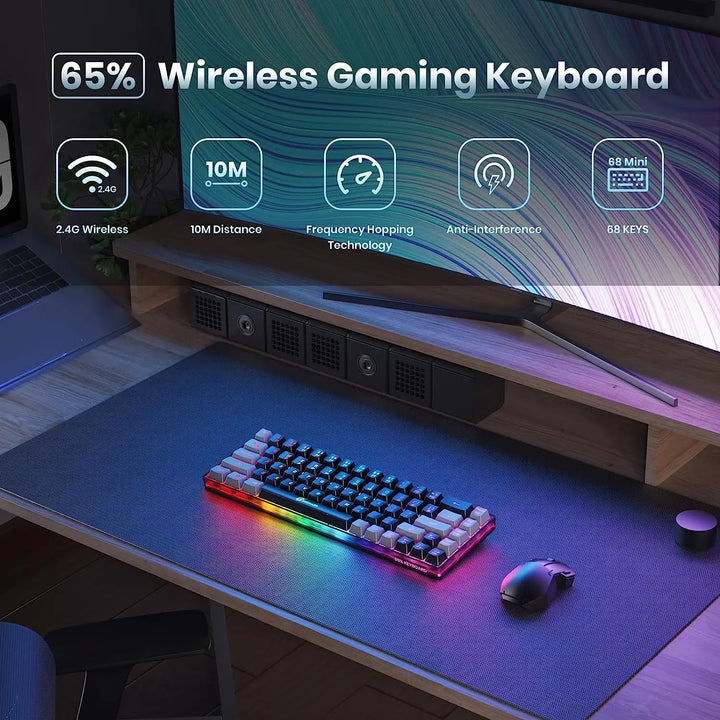 🖱️ 68-Key RGB Wireless Gaming Keyboard – Compact. Colorful. Competitive.